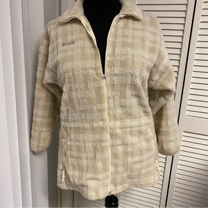 Columbia Vintage Plaid Sherpa Jacket-Drawstring Waist
